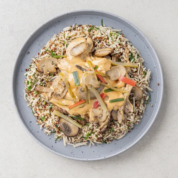 Hearty Beef Stroganoff with Herbed Quinoa Rice